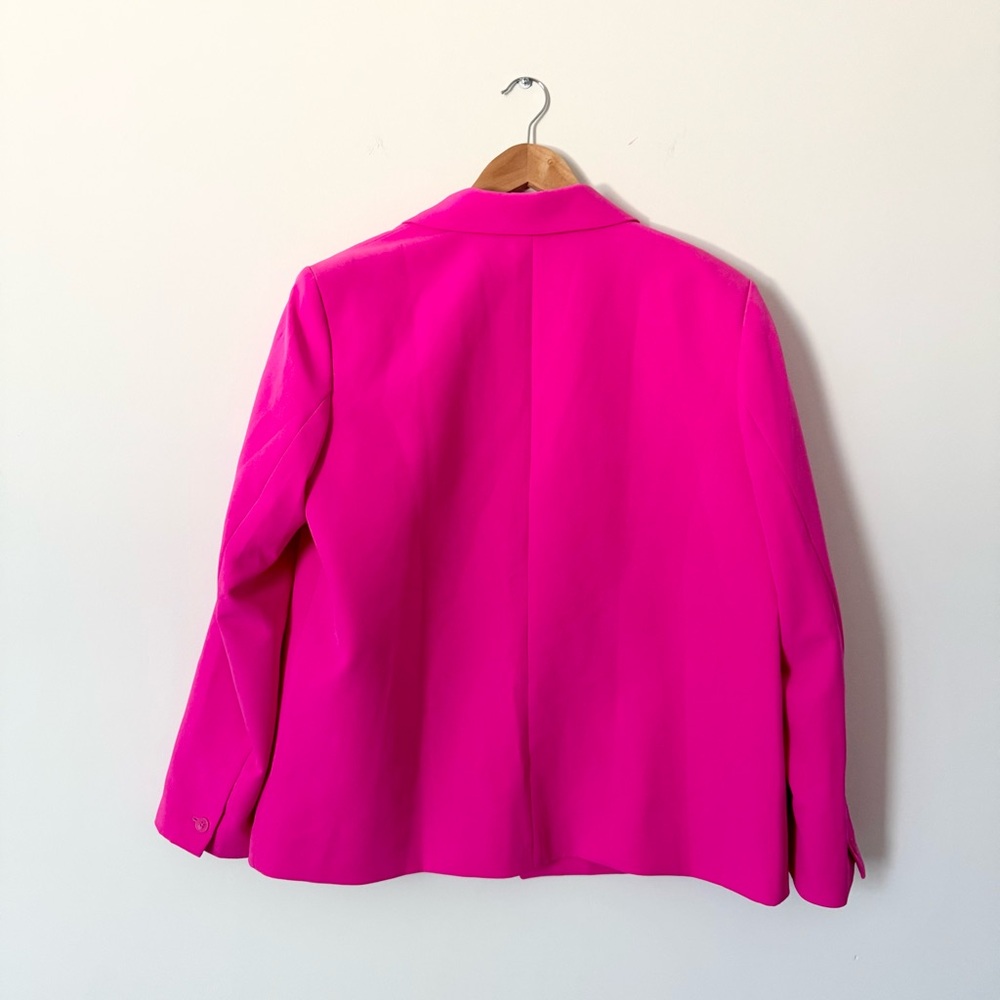 DKNY Hot Pink Blazer Jacket Single Button Stretch Size L - Picture 7 of 9